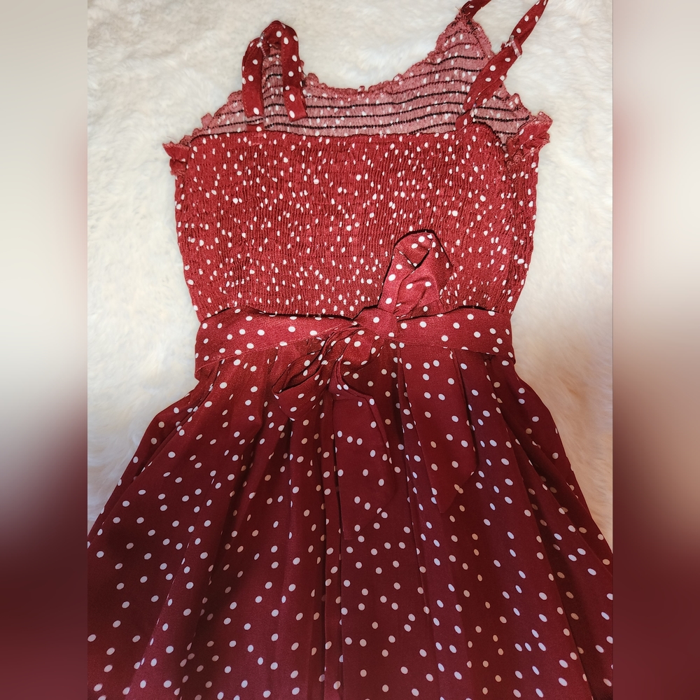 Red polka dot summer dress with pockets - Picture 5 of 8